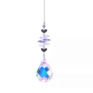 Crystal Teardrop Prism Suncatcher with Purple Accents